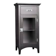 Dark Espresso Bathroom Floor Cabinet With 1 Drawer And Glass Door Bathroom Floor Cabinets Elegant Home Fashions Elegant Homes