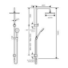 Standard hand shower height from floor. Axus Shower Column With Handshower Set Top Diverter Streamline Products