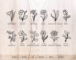 Check spelling or type a new query. Birth Flower Svg Bundle Birth Month Flower Outline Drawings Etsy