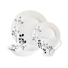 Black And White Floral Dinnerware Jay Imports 16 Piece Black Floral Art White Porcelain Dinnerware Tableware Dining Set With Service For 4 Includes Dinner Plate Salad Plate Bowl And Mug Ho White Dinnerware Set Dinnerware Tableware Porcelain Dinnerware