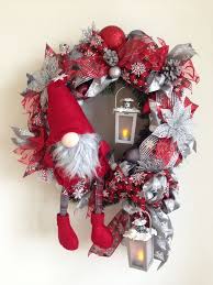 Christmas Gnome Christmas Wreath The Wreath Is Around 50 Cm Base Is Artificial Greenery Christmas Wreaths Diy Christmas Door Decorations Christmas Wreaths