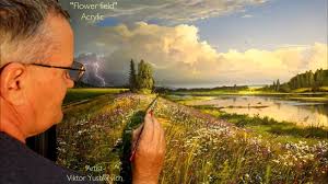 Flowers from the storm is going to kill me before i can finish it. Flower Field Acrylic Artist Viktor Yushkevich 25 Photos In 2020 Youtube