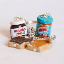 Nutella Skippy Miniatura Alimentos Polimero Arcilla Llavero Con Cuchillo Pequeno Y Pan Untada Miniature Food Clay Food Nutella