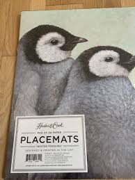VICKI SAWYER Hester and Cook WINTER Penguins Placemats 24 Paper Disposable