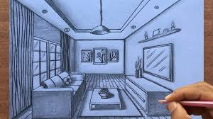 You will no doubt need some seating options incorporated into your living room design, which can range from small accent chairs to a big roomy sectional. How To Draw A Living Room Using 1 Point Perspective Step By Steps Youtube