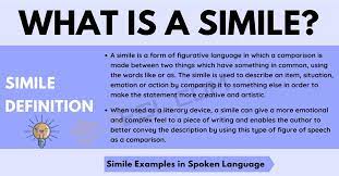 A simile is something which is used regularly in both written text and spoken language in the english language. Simile Definition And Examples Of Simile In Spoken Language And Literature 7esl