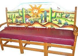 Modern outdoor bench at 2modern. Carved Hand Painted Mexican Benches