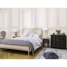 gebleekt mangohouten bed met linnen bekleding 160x200 maisons du monde meubel ideeen slaapkamerideeen bed