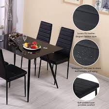 We have a unique collection of tables in a variety of. 7 Pieces 1 Table 6 Chairs Huisen Furniture Contemporary Glass Dining Kitchen Table Set And 6 Chairs Set Black Faux Leather Chairs Glass Tempered Table Rectangular For 6 People Dining Room Sets Dining Room Furniture