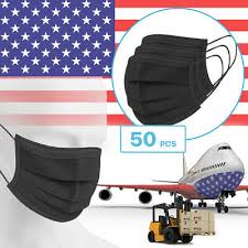 50 Packs Black 3 Ply Disposable Procedural Face Mask Protective Mouth Cover Ebay