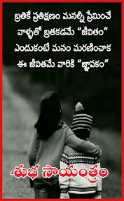 Good Evening Saved By Sriram Love Quotes In Telugu Telugu Inspirational Quotes Life Quotes