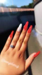 The original versions were nothing more than pieces of plastic shaped like i have seen her paint a girl's acrylic nails red and the tips black with white polka dots. My Insta Immysheraz Red Acrylic Nails Red Sparkle Nails Simple Acrylic Nails