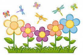 Cartoon garden flowers seamless pattern background. Butterflies And Dragonflies In Flower Garden Free Vector Nohat Free For Designer