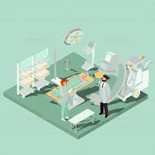 Vector Isometric Interior Of Operating Room