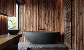 Japanisches badezimmer 20 harmonische und frische badezimmer design ideen im unsere badezimmer design ideen präsentieren unterschiedliche gestaltungsmöglichkeiten mit. Badezimmer Thema Natur Schwarz Und Holz Badewanne Schiefer Insel Japanischer Stil Japandi Bambus Partition Deco Zen Gereinigt Abgehangte Decke Led Minimalismus Japanisch Entspannend Dekoratives Blog Clem Um Die Ecke