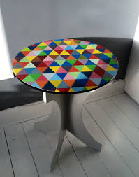 Painstakingly Hand Painted Geometric Round Table Funky Painted Furniture Painted Table Painted Chairs