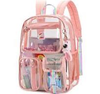 Mochila transparente resistente, mochilas transparentes para la escuela,  mochila para niñas aprobada por el estadio, con llavero, Rosado, Mochila ...