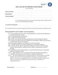 Persoana care contribuie la intretinerea mea si pentru care sunt de acord sa beneficieze de coeficientul de deducere personala suplimentara pentru intretinerea mea, conform ordonantei guvernului nr.73/1999. Modelul DeclaraÅ£iei Pe Propria RÄspundere In Starea De AlertÄ