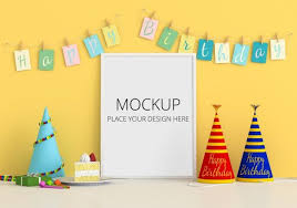 Blank Photo Frame For Mockup Happy Birthday Concept In 2020 Blank Photo Party Frame Happy Birthday