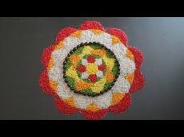 Onam Pookalam Design Onam Pookalam Rangoli Design Onam Rangoli With Rice Easy Rangoli Youtube In 2020 Pookalam Design Onam Pookalam Design Rangoli Designs