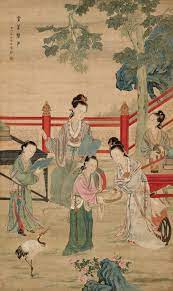 清代 冷枚 金盆撈月 chinese art painting chinese painting chinese art