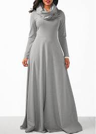 Cowl Neck Long Sleeve Grey Maxi Dress On Sale Only Us 38 47 Now Buy Cheap Cowl Neck Long Sleeve Grey Ma Maxi Dress With Sleeves Fashion Long Sleeve Maxi Dress