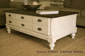 Distressed Antique White Country Farmhouse Style Coffee Table With Storage By Anali Refinishing Furniture Farmhouse Style Coffee Table Living Room Distressed