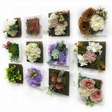 You need a hog panel, 12 x 12 foliage squares, accent silk flowers, zip ties, and floral wire. New 3d Artificial Flowers Succulent Plants Imitation Wood Photo Frame Wall Decoration Home Decor Living Room Frames On Wall Artificial Flowers Photo Frame Wall