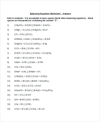 · balancing chemical equations practice worksheet answer key together with phet balancing chemical equations answers elegant balancing check to find out whether there are the exact numbers and types of atoms on either side of the equation. Free 9 Sample Balancing Equations Worksheet Templates In Pdf Ms Word