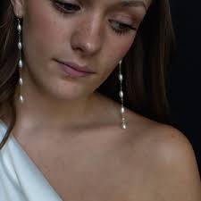 PEARL 360 PENDIENTES delicados pendientes largos de oro o plata de ley  perla de gota delantera y trasera de doble cara para regalo asequible