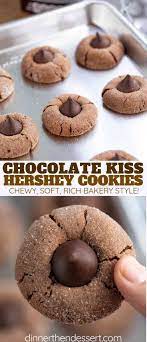 Hershey S Kiss Cookies Are Soft And Chewy Chocolate Cookies Made With Cocoa Powder Melted C Chewy Chocolate Cookies Kiss Cookie Recipe Chocolate Kiss Cookies