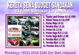 Lapangan terbang sandakan (sdk) kami bekerjasama dengan semua syarikat kereta sewa terkemuka di lapangan terbang sandakan (sdk) termasuk avis, europcar, hawk, hertz, kasina, keddy by europcar, kk rent a car, mayflower, paradise, sixt. Kereta Sewa Budget Sandakan Photos Facebook