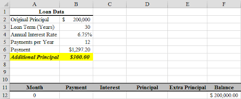 loan amortization with extra principal payments using