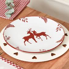 Christmas dinner plates set, christmas plate set with christmas plaid and reindeer, porcelain plate set of 4 for christmas xmas. Set Of Four Red Stag Dinner Plates By Dibor Notonthehighstreet Com