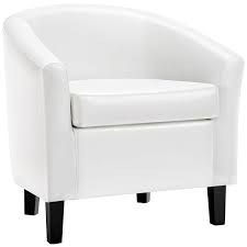 Smilemart Faux Leather Barrel Accent Chair Contemporary Style For Living Room Bedroom Reception Room Walmart Com In 2020 Accent Chairs Living Room Bedroom Chair Fabric