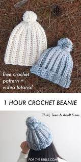 One Hour Chunky Crochet Beanie Easy Beginner Free Pattern And Video Tutorial For The F Crochet Hat For Beginners Chunky Crochet Crochet Beanie Pattern Free