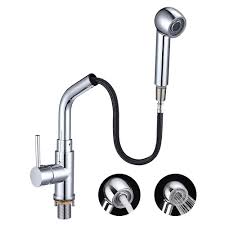 Kitchen sinks are often deeper than bathroom sinks, so it helps if your faucet has a longer neck or spout. Aquaterior Pull Out Kitchen Sink Faucet 1 Handle Stainless Steel Yescomusa