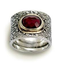 Wide Silver Ring Garnet Ring Sterling Silver Ring Filigree Etsy Sterling Silver Garnet Ring Jewelry Garnet Rings