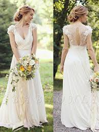 V Neck Short Sleeves Floor Length Ruched Chiffon Wedding Dresses In 2020 Short Sleeve Wedding Dress Simple Bridal Dresses Simple Wedding Dress Beach