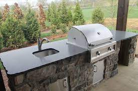 Black Pearl Leathered Granite On An Outdoor Kitchen Outdoor Kitchen Countertops Build Outdoor Kitchen Kitchen Countertops