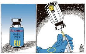 Health minister pavithra wanniarachchi told parliament today that despite fears of blood clots linked to the vaccine reported in various countries, the world health organization (who) has advised to continue with the astrazeneca vaccine. Oliver Schopf Editorial Cartoons Tensions Between E U And Astrazeneca Due To Delay In Vaccine S Delivery