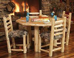 Kitchen and log dining room table, from northern white cedar logs, finished with several coats of high quality uv protection clear furniture finish. Pin On Log Furniture