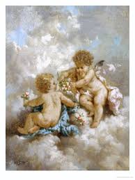 Favorite add to cherubs print dahliarazart. Cherubs Making Posies Giclee Print Charles Lutyens Allposters Com Angel Painting Cherub Painting