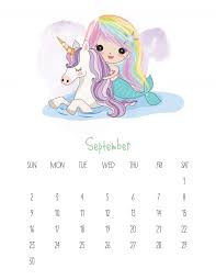 Free Printable 2018 Kawaii Mermaid Calendar The Cottage Market Kids Calendar Calendar Wallpaper September Calendar