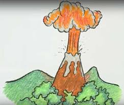 Learn to draw an explosion. Volcano Drawing Easy Colored Labels And Shield