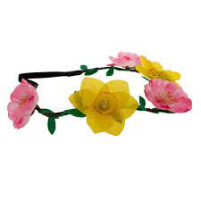 Asos Daffodil And Pansy Garland 12 Brl Liked On Polyvore Featuring Accessories Hair Accessories Headbands Elastic Headbands Leaf Garland Flower Headband