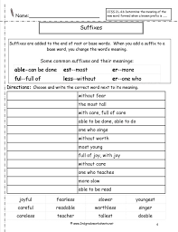 Prefixes And Suffixessheets 4th Grade For 5th Printable List Of Jaimie Bleck
