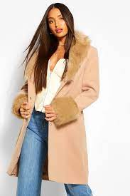 Get on board with our latest drop of camel coats for women who want a chic look with minimal effort. Women S Tall Faux Fur Collar And Cuff Coat Boohoo Uk