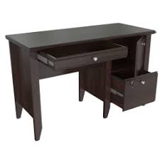 Some desks can even include storage compartments such as drawers, cabinets, keyboard tray, and/or wire management so you can have office items neatly stored and conveniently within an arm's length. Inval Sherbrook Computerwriting Desk With Locking File Drawer Espresso Office Depot