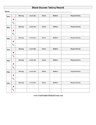 blood glucose testing record medical form blood sugar